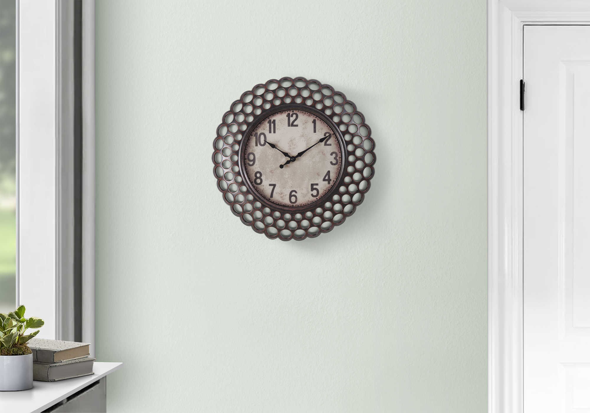 CLOCKS - 16"DIA / WALL CLOCK / DARK GREEN