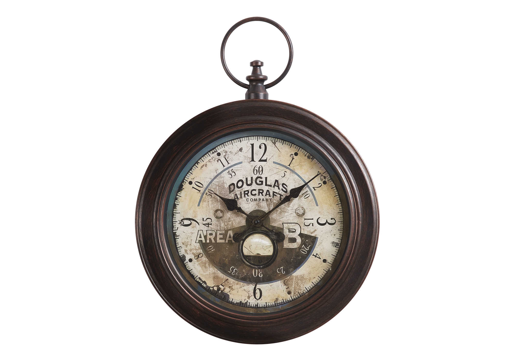 CLOCKS - 18"DIA / WALL CLOCK / ANTIQUE BROWN