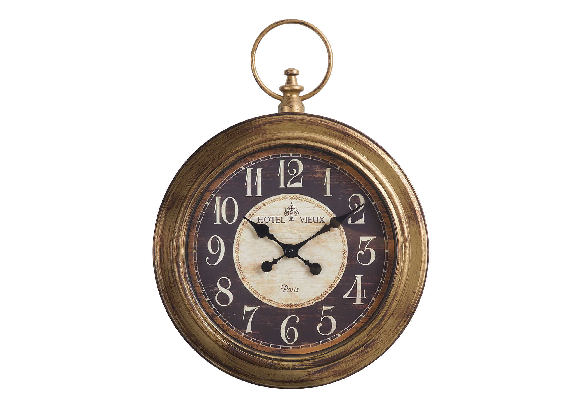 CLOCKS - 18"DIA / WALL CLOCK / ANTIQUE BROWN