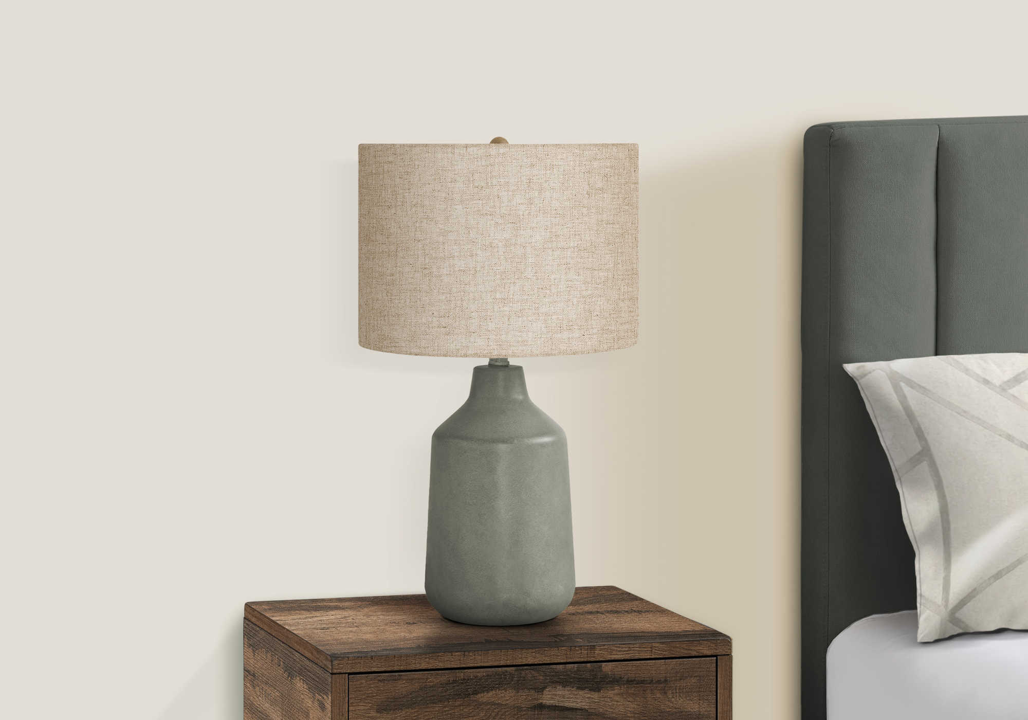 LIGHTING - 24"H TABLE LAMP GREY CONCRETE / BEIGE SHADE